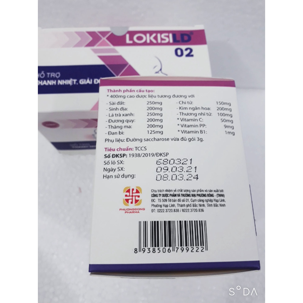 Thanh nhiệt giải độc gói LOKISILD, giúp giảm nóng trong, giảm loét miệng lưỡi, giảm mẩn ngứa, nổi mề đay, rôm sảy