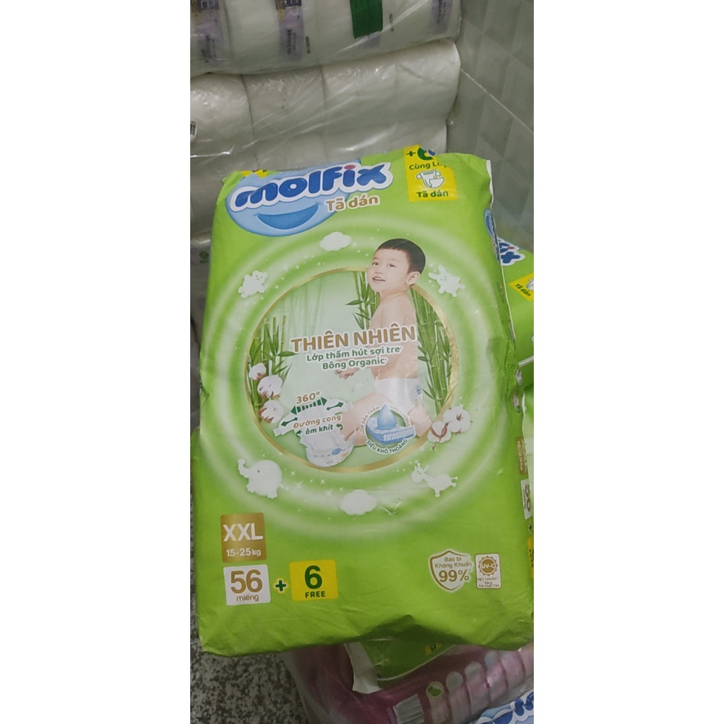 Tã quần Molfix thiên nhiên size XL 62+8 miếng