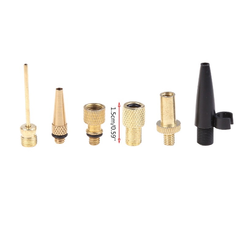 Set 6 đầu chuyển đổi vòi bơm bánh xe đạp bằng đồng thau