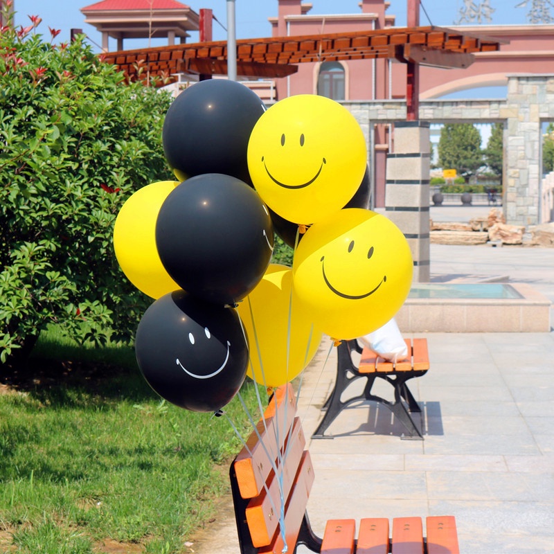 Set 10 Bong Bóng Cao Su Hình Mặt Cười Dễ Thương Trang Trí Tiệc