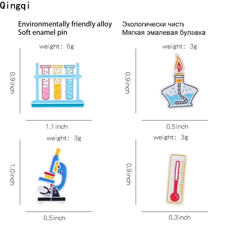 Ghim cài áo trang trí Miss Zoe hình nhiệt kế kính hiển vi hóa học hoạt hình đáng yêu làm quà cho bạn