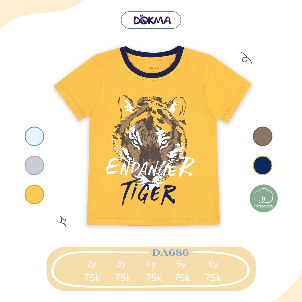 Áo cộc tay cổ tròn sợi tre bé trai Dokma