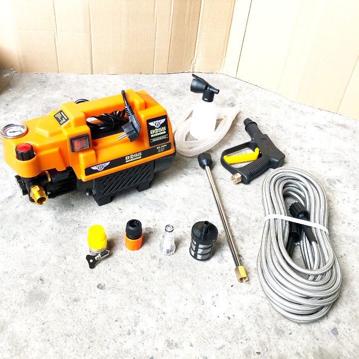 Máy xịt rửa xe máy, ô tô mini áp lực cao BOSS 3000W 💦 Khỏe vô đối 💦 có chỉnh áp lực gia đình