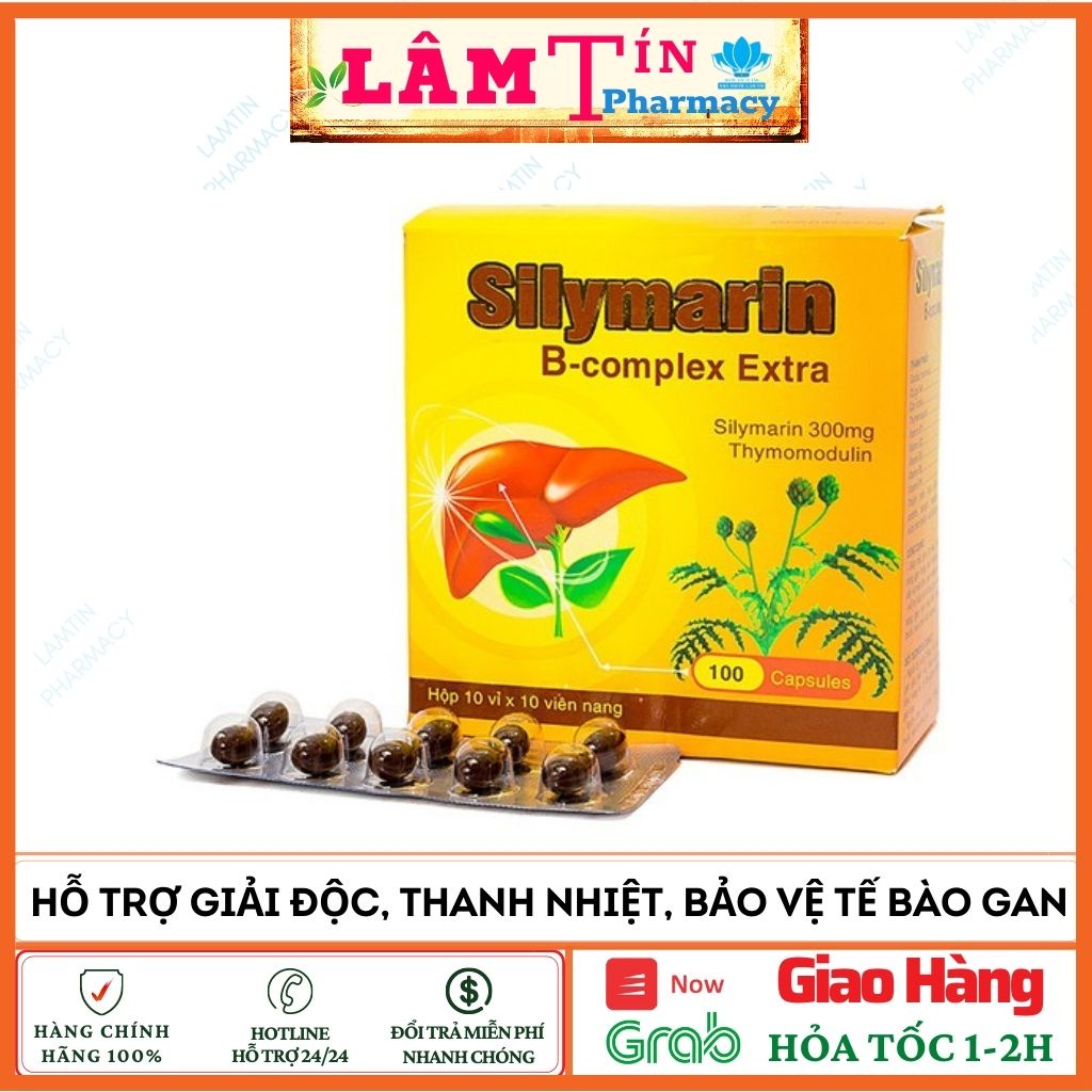 ✅(Tặng Khẩu Trang G95 Chất Chính Hãng) Bổ gan Silymarin B-complex Extra giải độc gan, hạ men gan - Hộp 100 viên