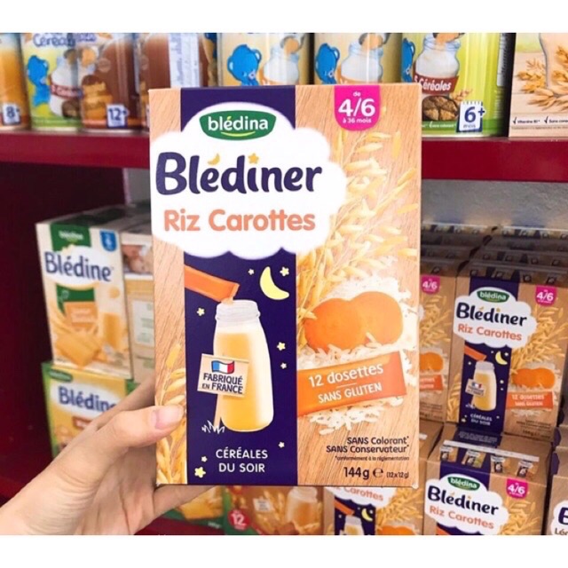 Bột lắc sữa Bledina 6 tháng hộp 210g vị Cà rốt date 2023