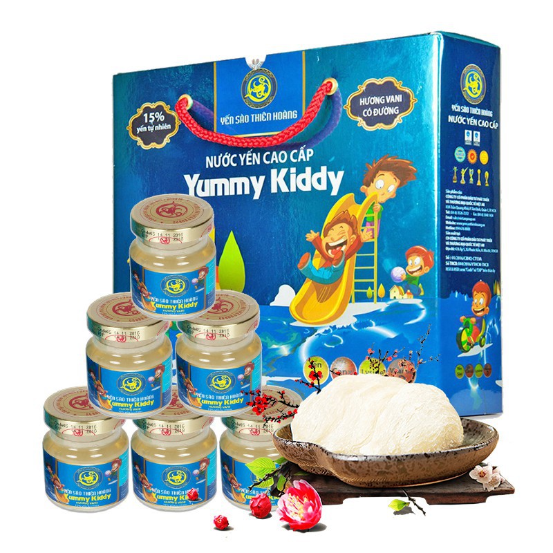 Yến sào thiên hoàng yummy kiddy cao cấp cho bé yêu tăng cường sức khoẻ ( 15% yến tự nhiên hôp 6 hủ 70ml ) | BigBuy360 - bigbuy360.vn