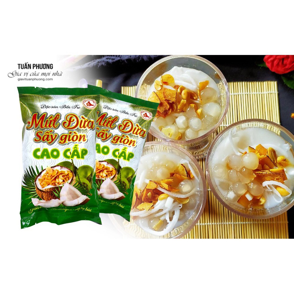 Mứt dừa sấy giòn Cao cấp gói 200g có đường (Tuấn Phương)