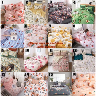34 SET VỎ CHĂN GA GỐI POLY COTTON MẪU HOA QUẢ (chat chọn mẫu)