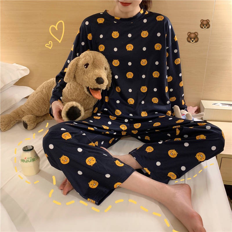 Set ulzzang đồ ngủ vải thun cute DN005 (có ảnh thật)