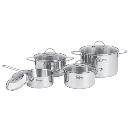 Bộ nồi 3 lớp đáy liền inox 304 Fivestar Plus quai oval nắp kính