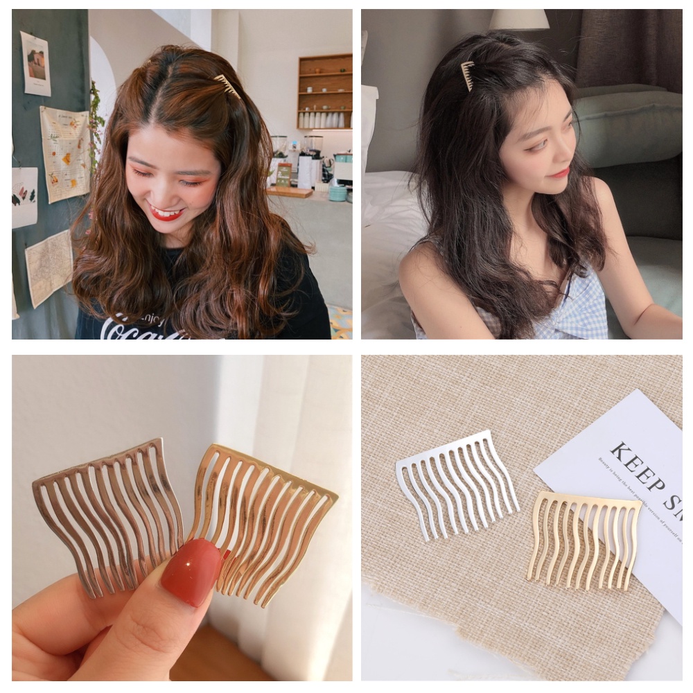 (Hàng Mới Về) Set 2 Kẹp Tóc Mái Bằng Kim Loại Không Để Lại Dấu Vết Thiết Kế Đơn Giản Dễ Thương Cho Nữ