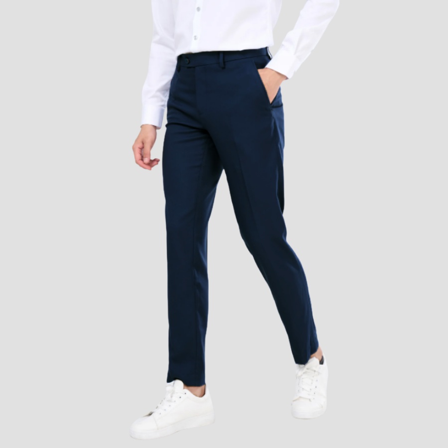 Quần âu nam ống côn OFS vải lụa cotton co giãn trơn không nhăn mặc thoải mái thời trang công sở cao cấp