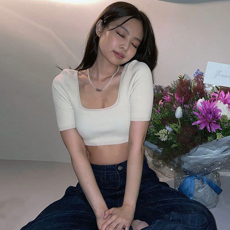 Áo Croptop Áo Thun Tay Lỡ Áo Thun Crop Top Tay Ngắn Cổ Vuông Ôm Dáng Thích Hợp Tập Yoga Thể Thao Dành Cho Nữ Áo Thun Thể Thao