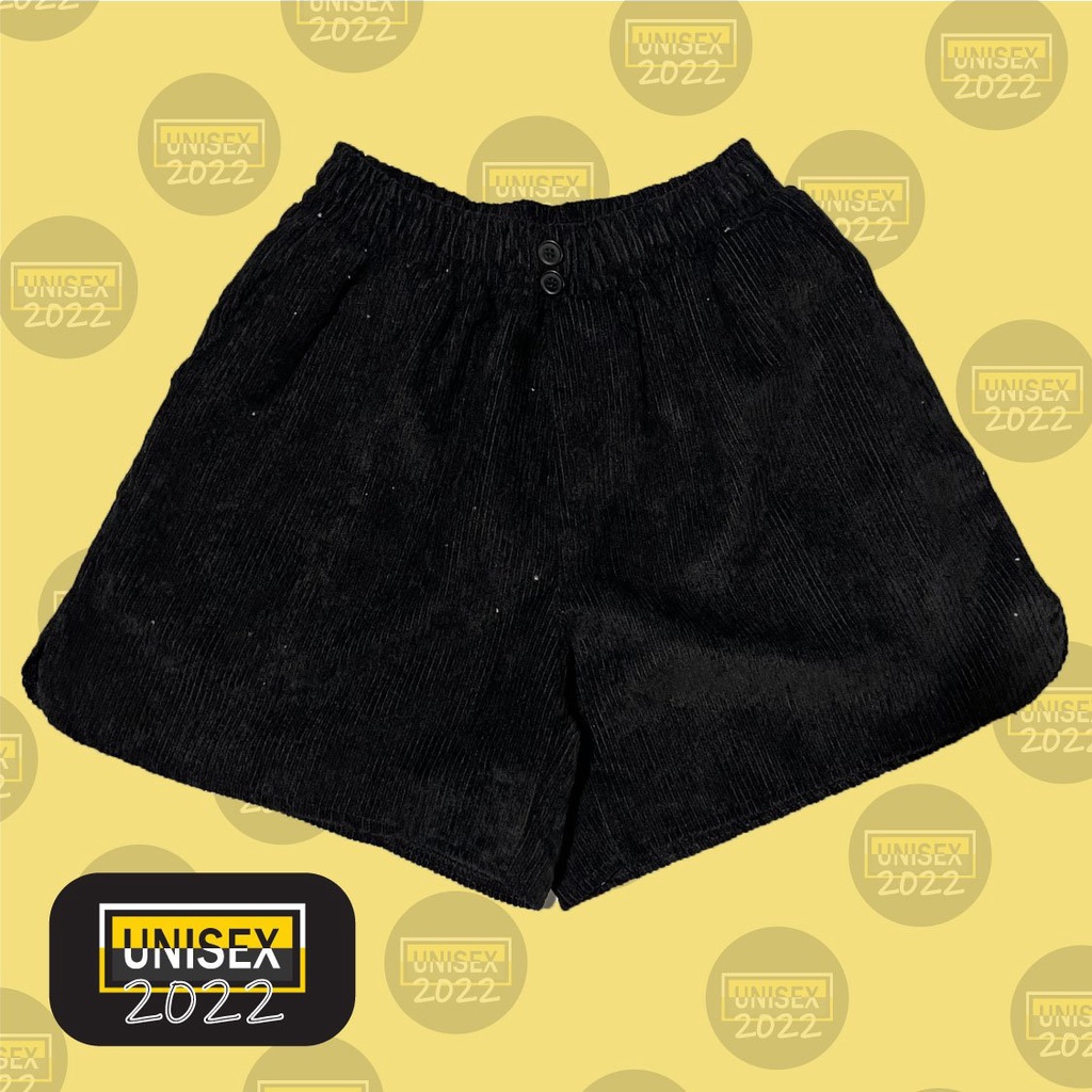 Quần short nữ vải nhung gân cạp thun – Unisex 2022