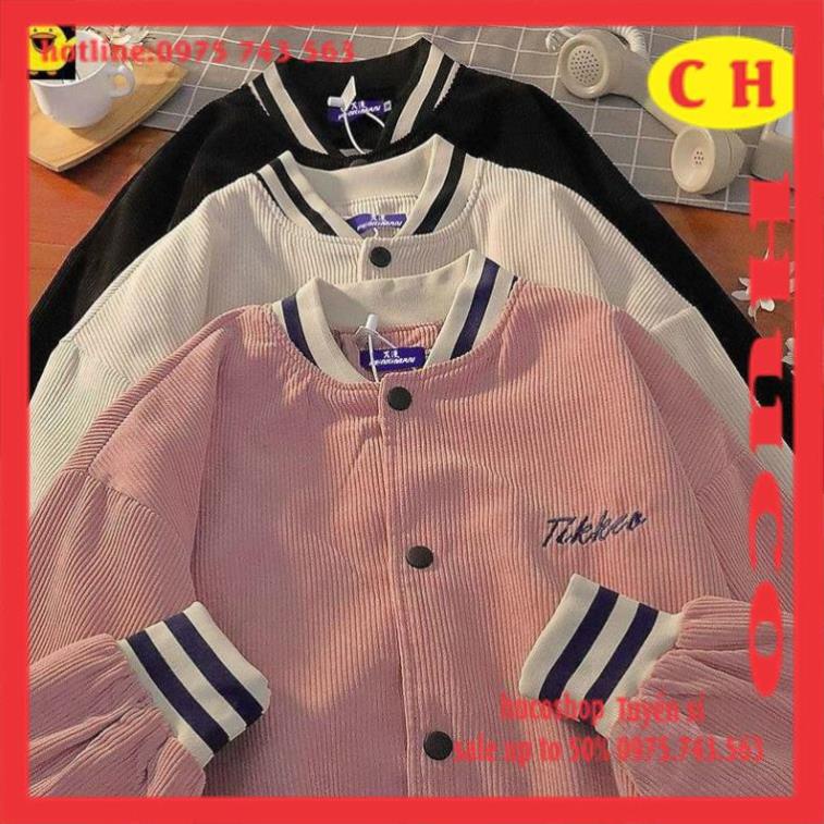 SALE Áo Khoác Bomber TIKKER Chất Nhung tăm - Áo Bomber Nam Nữ Unisex Freesize thu đông ulzzang From rộng Hàng 1 lớp