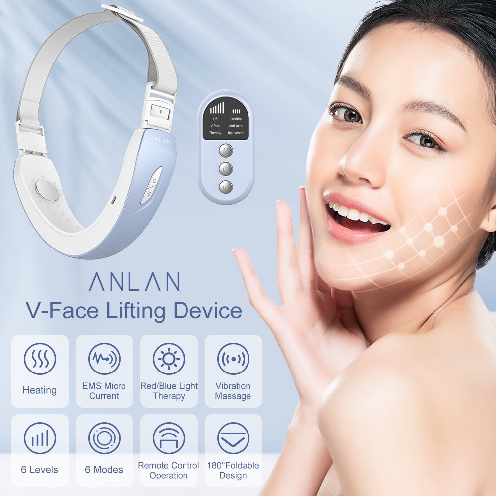 [Mã FMCG100K - 10% đơn 500K] Máy Massage Cằm ANLAN EMS Sử Dụng Ánh Sáng Đỏ/Xanh Lam Tạo Gương Mặt Chữ V | BigBuy360 - bigbuy360.vn