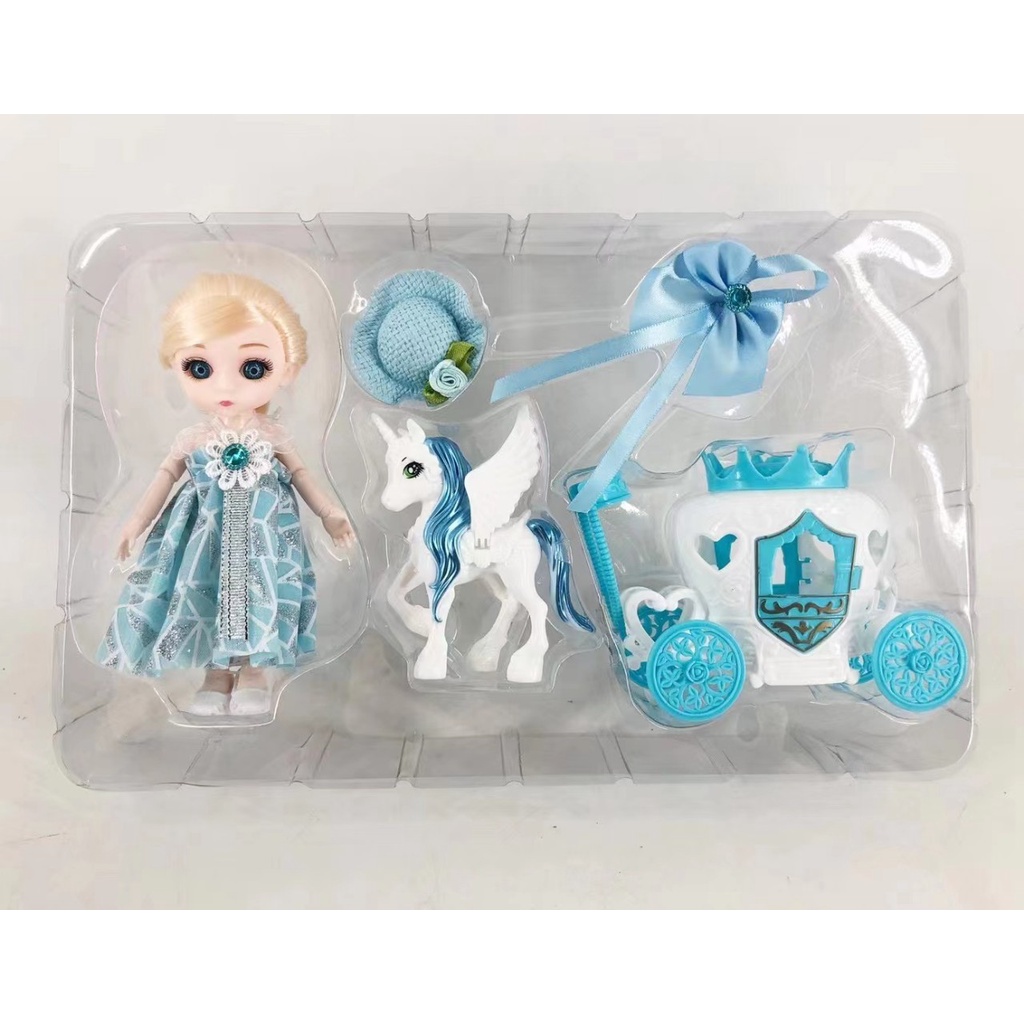 Đồ chơi búp bê Elsa kèm xe ngựa, quà tặng đáng yêu cho bé