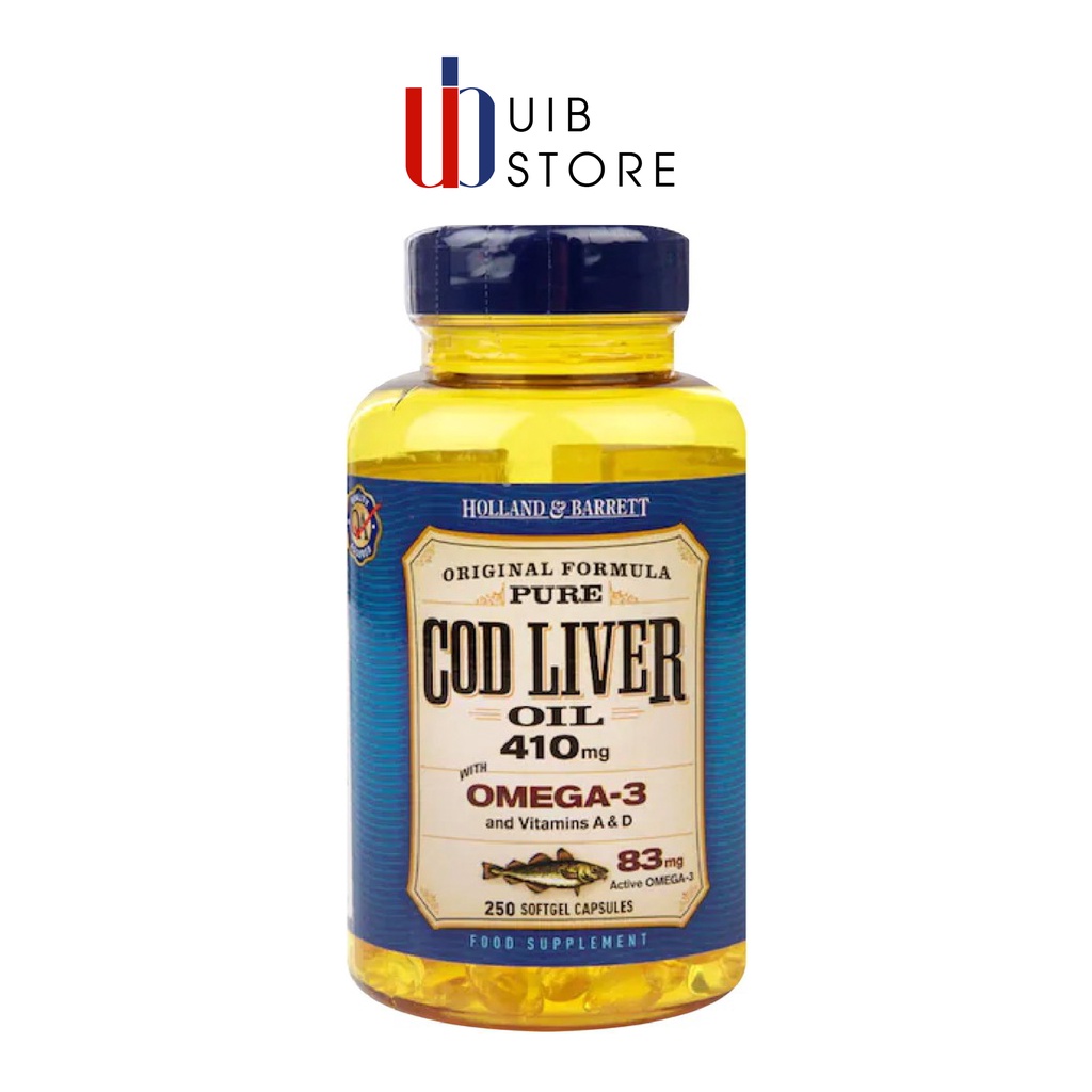Dầu Gan Cá Tuyết Holland &amp; Barrett Cod Liver Oil 250 Capsules 410mg