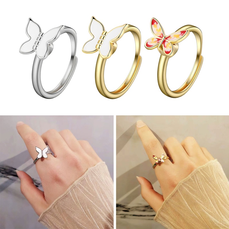 Nhẫn Khắc Hình Bướm Có Thể Điều Chỉnh Giảm Căng Thẳng