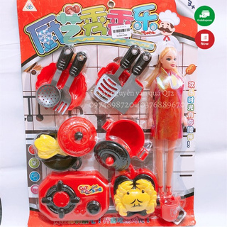 [HOT] Vỉ đồ chơi nấu ăn bếp đỏ kèm bê y hình cho bé 66 611-56 611-56
