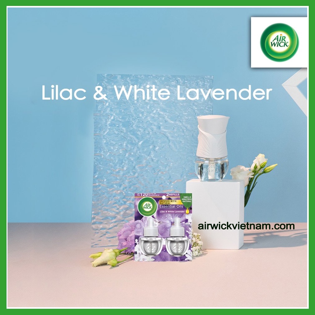 Combo 2 Chai Tinh Dầu Cắm Điện Airwick White Lavender mix Lilac  20ml x 2