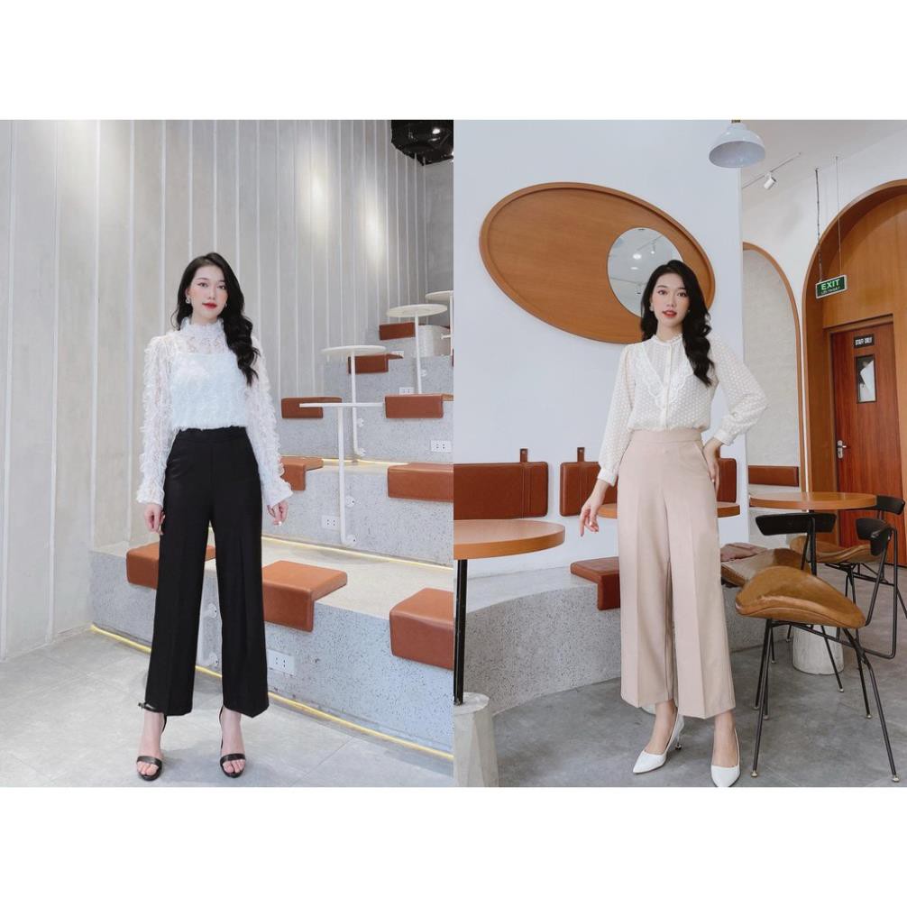 Quần vải ống rộng nữ ⚡️TÔN DÁNG ⚡️ Quần ống suông công sở chất vải tuyết mưa, thiết kế cạp cao | BigBuy360 - bigbuy360.vn