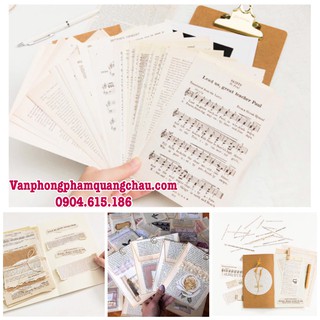 Giấy chữ vintage trang trí (12,5cm x 17,5cm và 11cm x 17,5cm) - Set 10 tờ