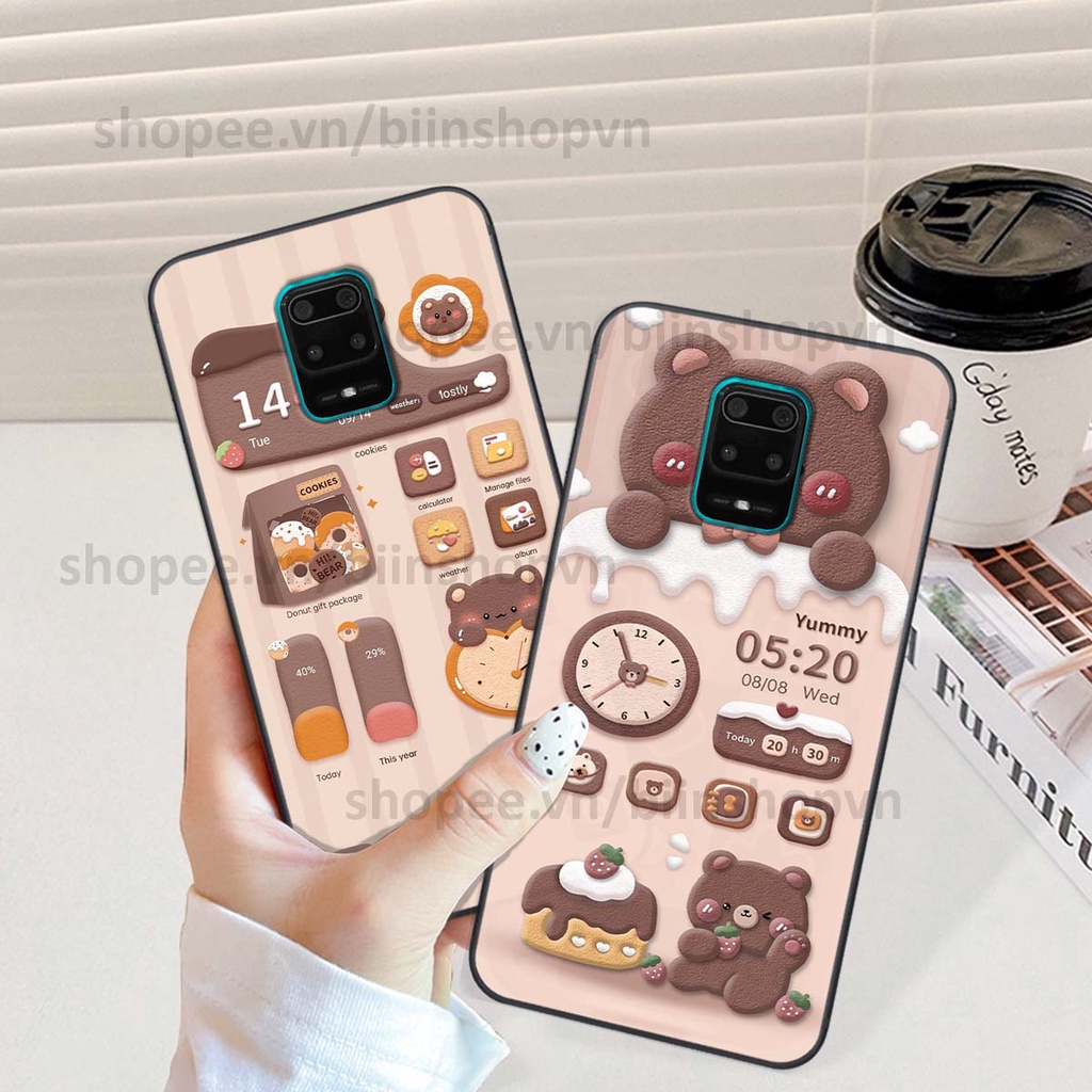 Ốp Xiaomi Redmi Note 9 / Note9s / Note 9 Pro in 3D icon gấu nổi siêu xinh, siêu đáng yêu, cá tính phong cách