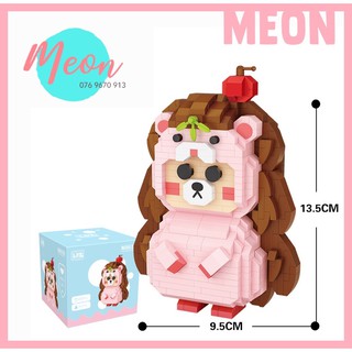 Xếp hình miniblock gấu hồng dễ thương - Lego cute pinky bear size L