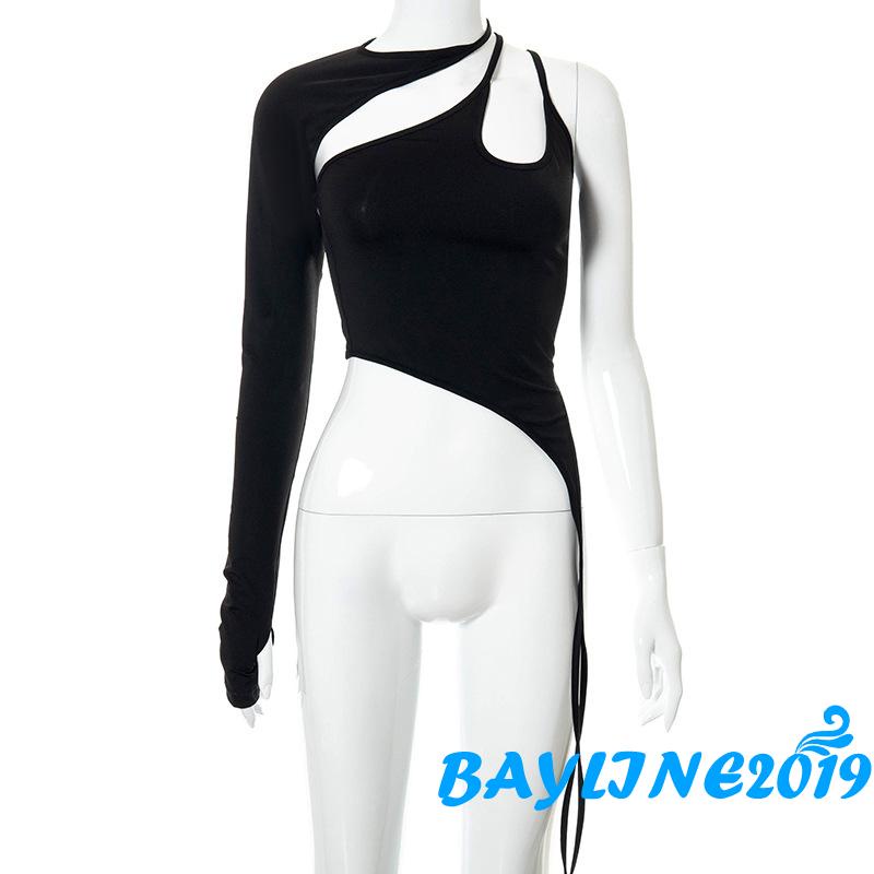 BAY-Áo hai dây ngắn màu trơn tay dài cho bé gái màu đen size S/M/L