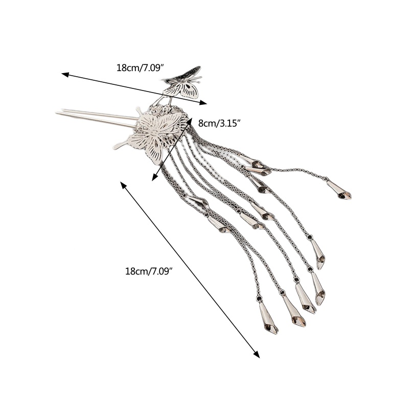 Trâm Cài Tóc Bằng Bạc Hình Hoa Bướm Cổ Điển Dành Cho Nữ