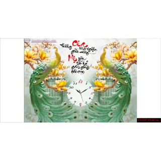 Tranh thêu chữ thập Đồng hồ Cha mẹ 57x44