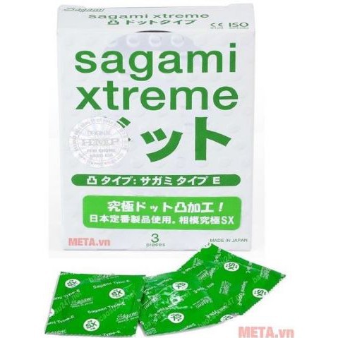 Bao cao su Sagami Xtreme White hộp 3 chiếc có gân và G dọc thân bao