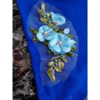 Hoa thêu ruban đính áo dài