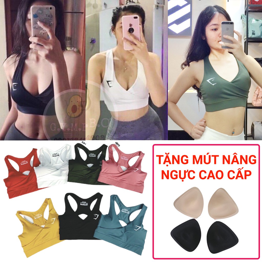 [Giá tận gốc] áo bra tập gym đắp chéo nâng ngực, tặng lót ngực chất đanh mịn đẹp tập gym yoga aerobic,  áo tập gym nữ