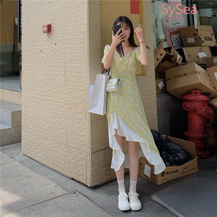 Đầm Nữ Phối Bèo Nhún Phong Cách Hàn Quốc