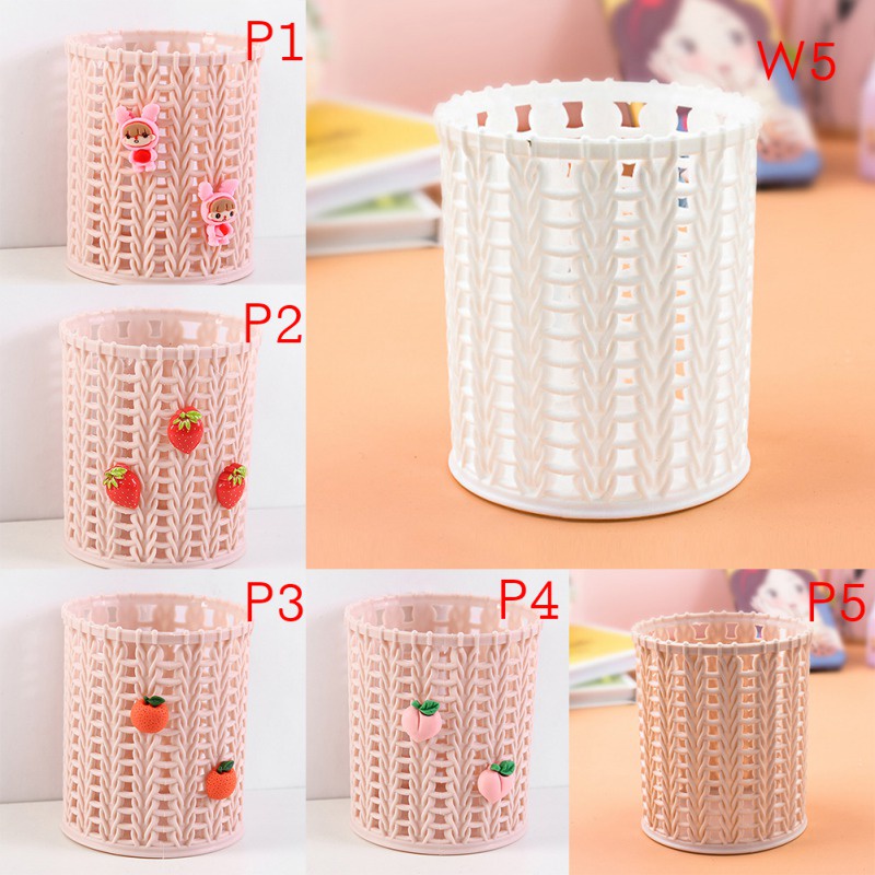 Ống Đựng Bút Để Bàn Kết Cấu Đan Mây Hoạt Hình Dễ Thương Phong Cách Hàn Quốc