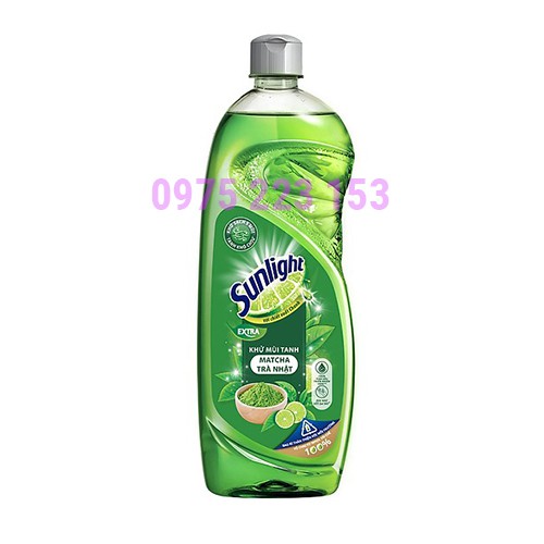 Chai nước Rửa Chén Sunlight khử mùi tanh Matcha trà Nhật 750g
