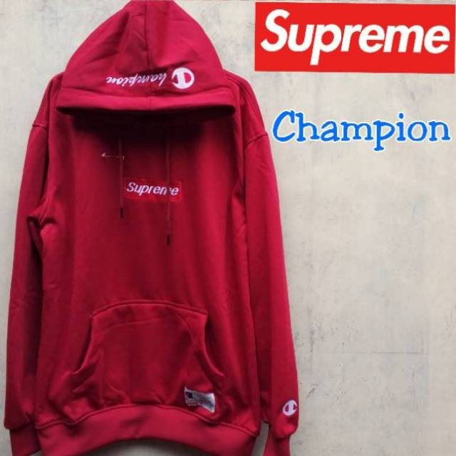 Áo Khoác Hoodie Supreme - Champion - Marun _sch12