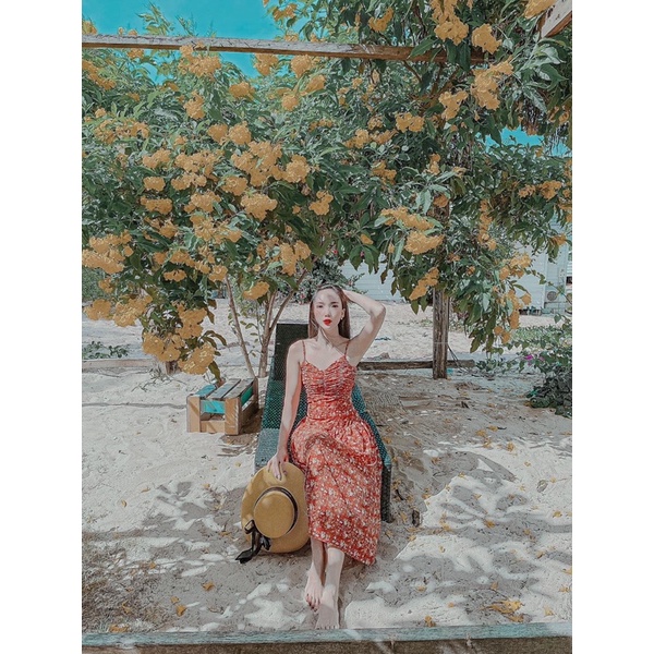 Váy voan 2 dây hoa nhí