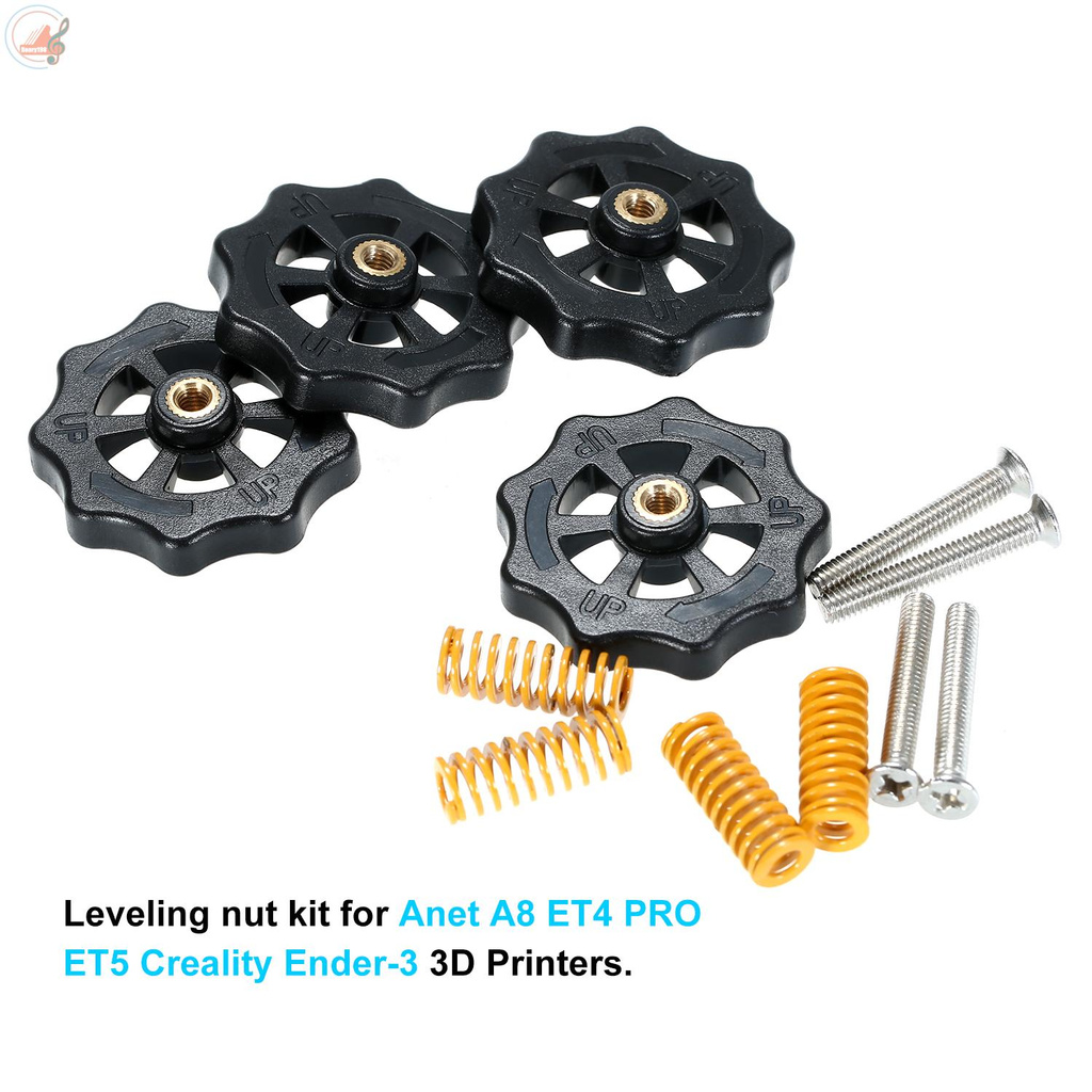 Aibecy 4pcs Upgraded Hand Twist Leveling Nut Diameter 40mm + 4pcs Heated Bed Compression Mould Die Springs + 4pcs M4x30mm Screws Compatible with Anet A8 ET4PRO ET5 Creality Ender-3 3D Printer