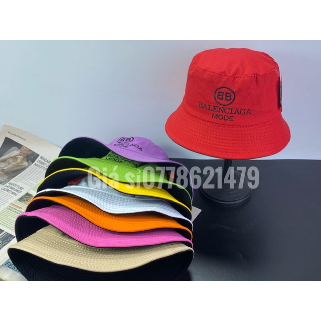 mũ bucket 2 lớp 2 mặt - nón vành thêu baleca nặng động unisex thời trang