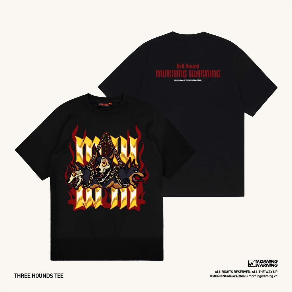 Áo thun Morning Warning Three Hounds - Ba Con Chó - Áo Thun Unisex Form Rộng Tay Lỡ Oversize Cotton 100% Local Brand