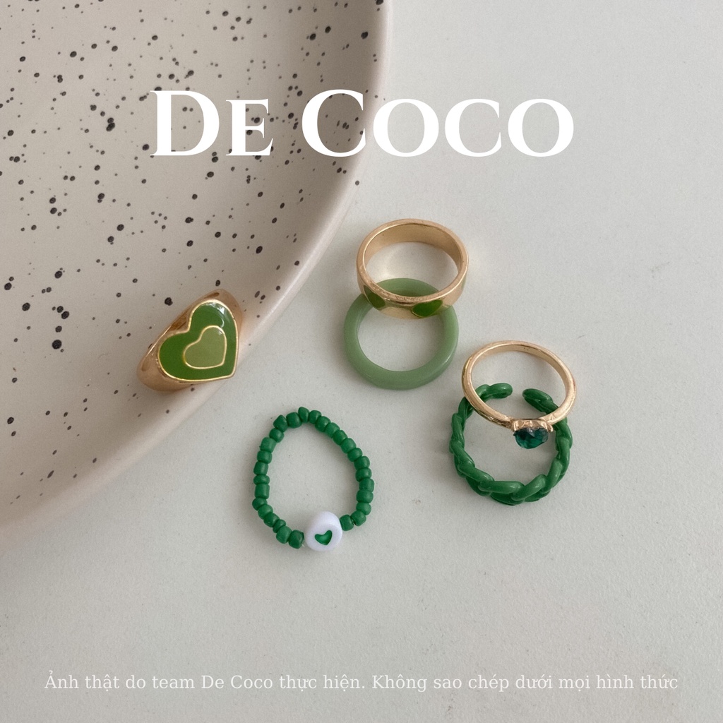 [Mã SKAMCLU8 giảm 10% cho đơn từ 100K] Nhẫn hạt cườm mặt cười, nhẫn hoa cúc handmade De Coco