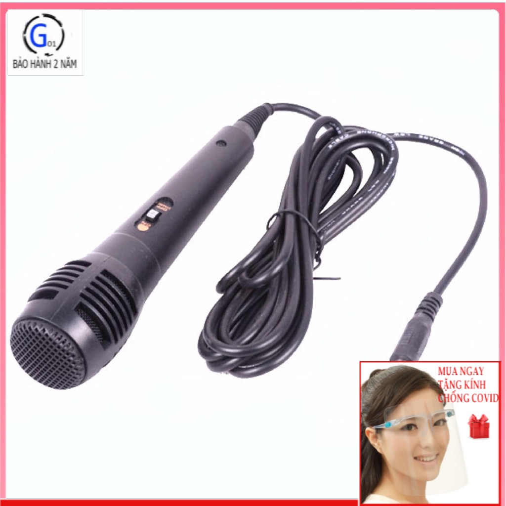 Micro hát karaoke có dây có echo jack 6.5mm mẫu 2021, sử dụng các loa như P88, P89, 996, 669, 802, A061, F4, F5, F6