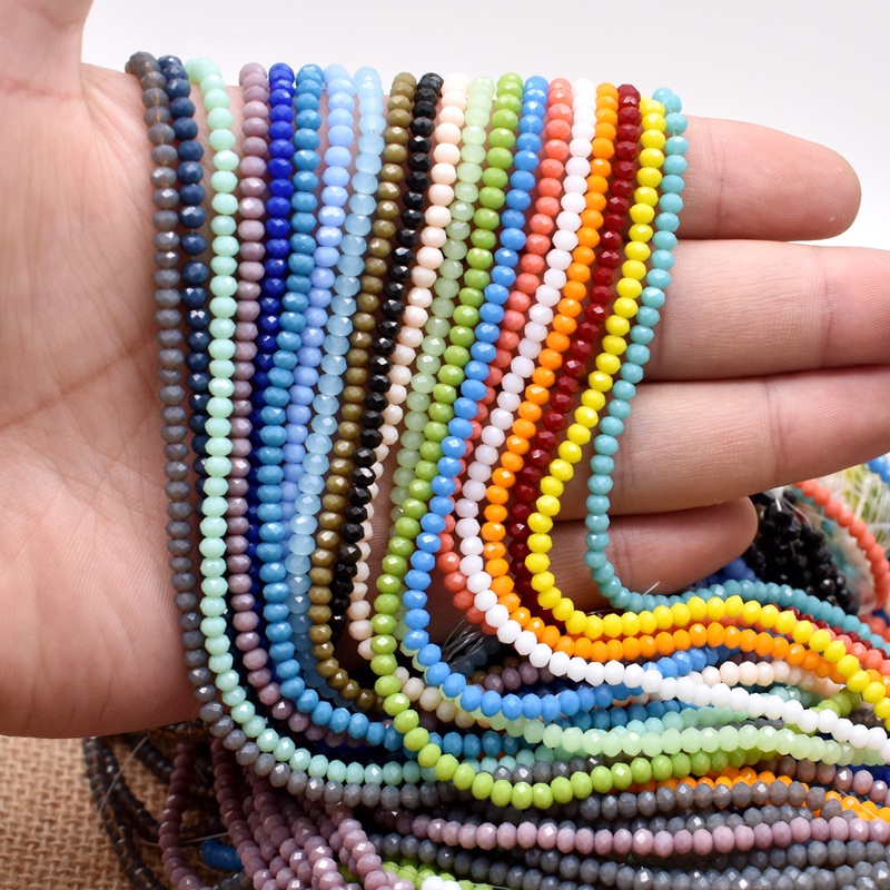 Chuỗi Hạt Pha Lê Thủy Tinh Nhiều Màu Sắc Dùng Làm Trang Sức Thủ Công 2/3/4/6/8mm