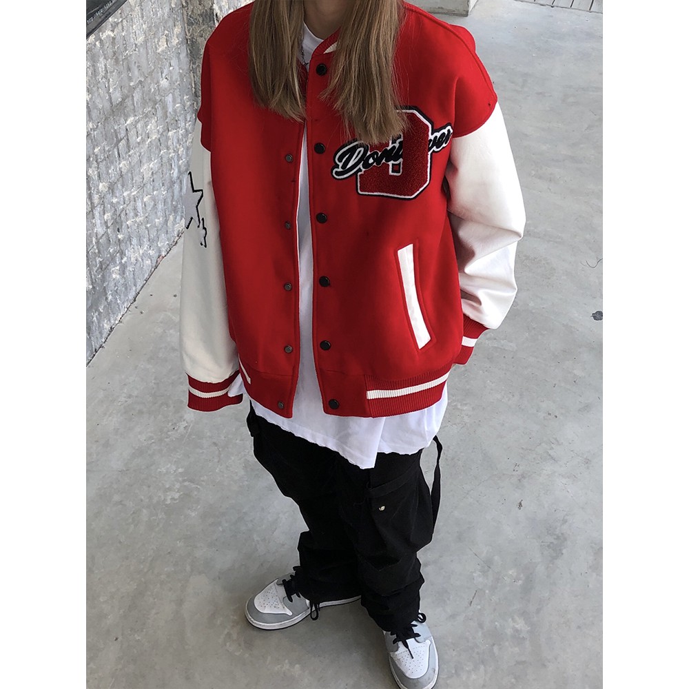 Áo Bomber, Varsity bóng chày HOT 2021 chất da mịn bóng 3 màu xanh,đỏ,đen