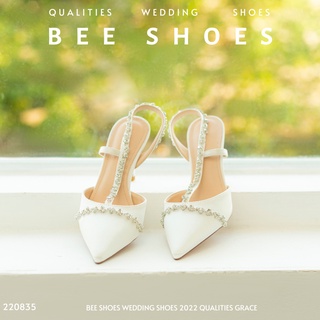 Beeshoes - giày cao gót nữ mũi nhọn - giày cao gót nữ gót nhọn cao 10 phân sẵn màu trắng 220835