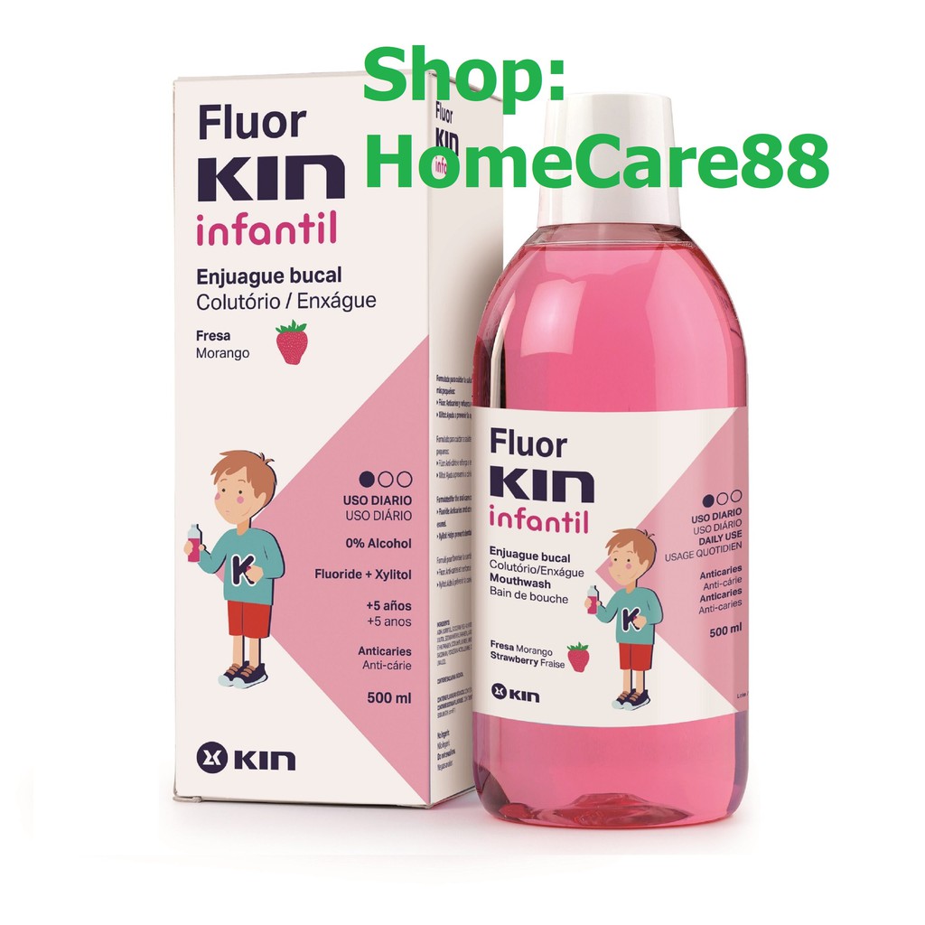 Nước súc miệng Kin trẻ em - FluorKin Infantil (Nước súc miệng dành cho trẻ em từ 5 tuổi trở lên - Dùng hàng tuần)