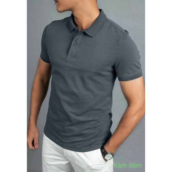 Áo thun nam POLO trơn vải cá sấu cotton cao cấp ngắn tay